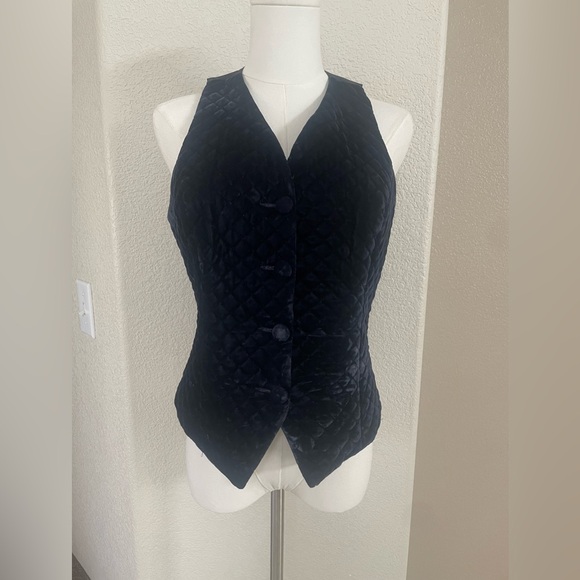 bebe Jackets & Blazers - bebe Vintage Black Velvet Quilted Halter Vest Tie Waist Y2K Minimalist